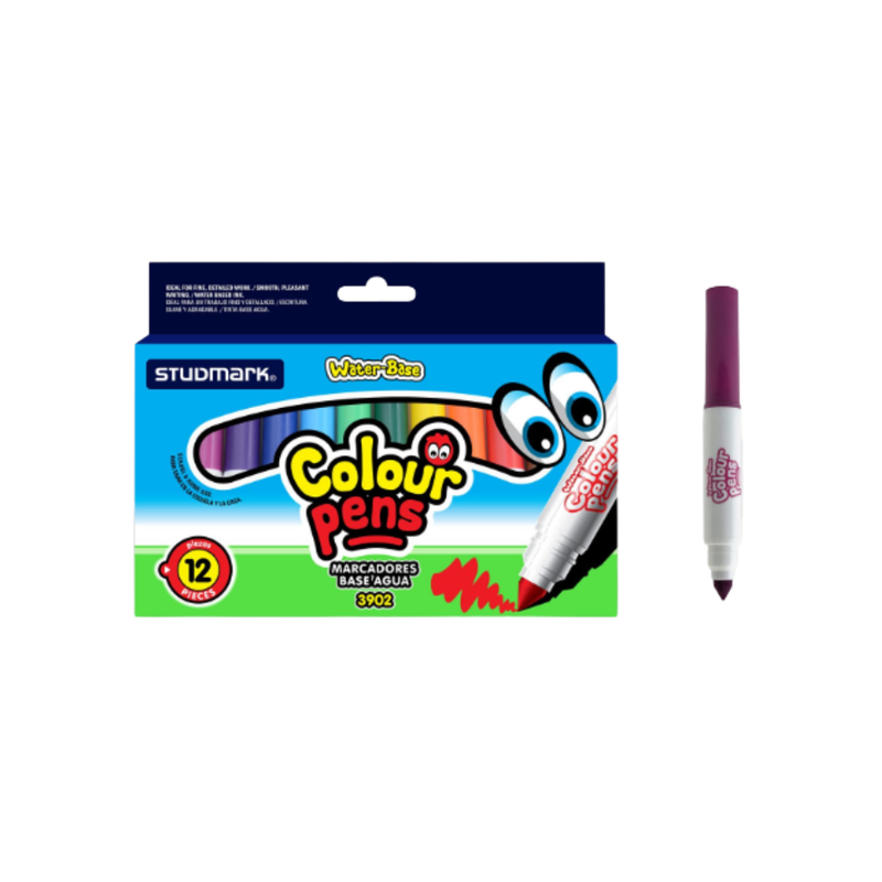 MARCADORES BASE AGUA GRUESO 12 COLORES STUDMARK