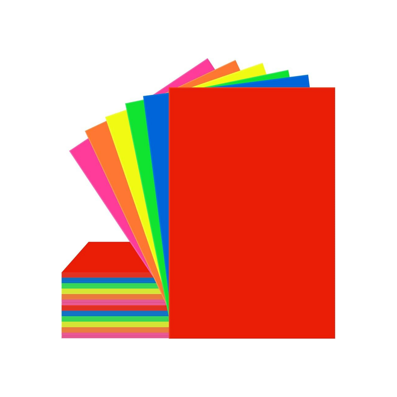 CARTULINA  ARTES MANUALES / NEÓN 5 COLORES / 8.5 X 11" ( PAQ 20)