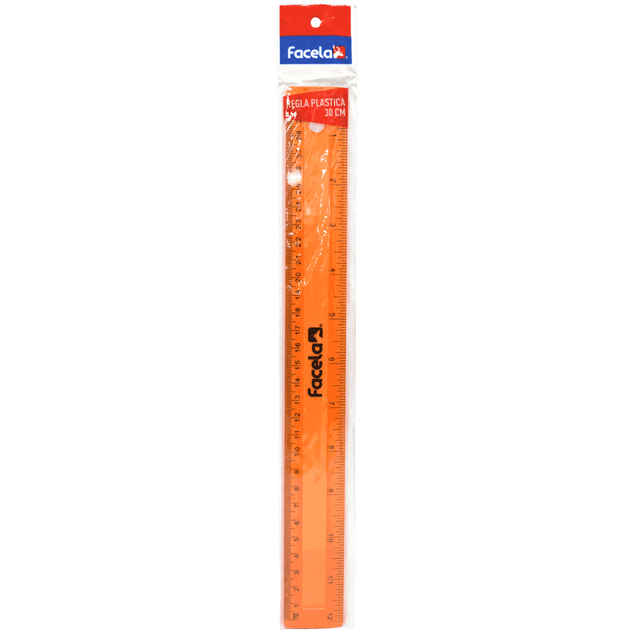 REGLA PLÁSTICA FLEXIBLE  30CM VARIOS COLORES CON BOLSA FACELA
