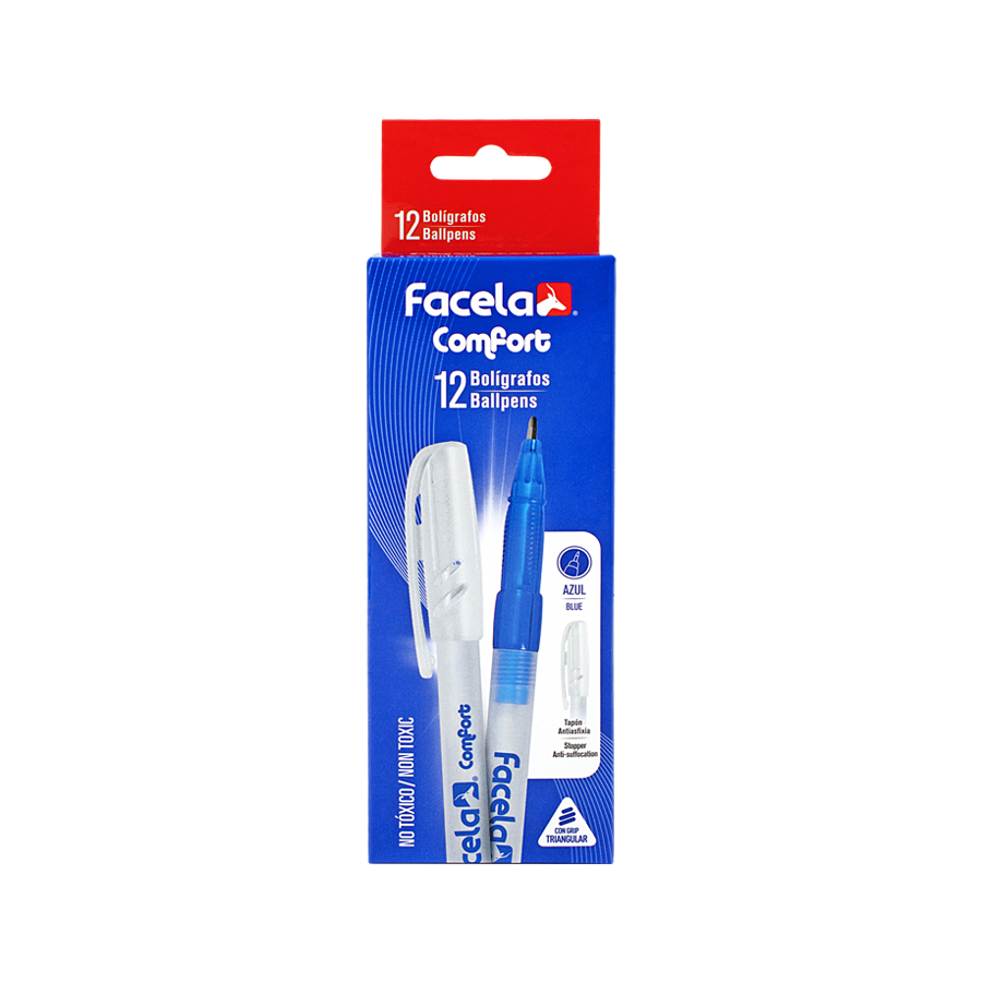 BOLÍGRAFO COMFORT AZUL DOCENA FACELA