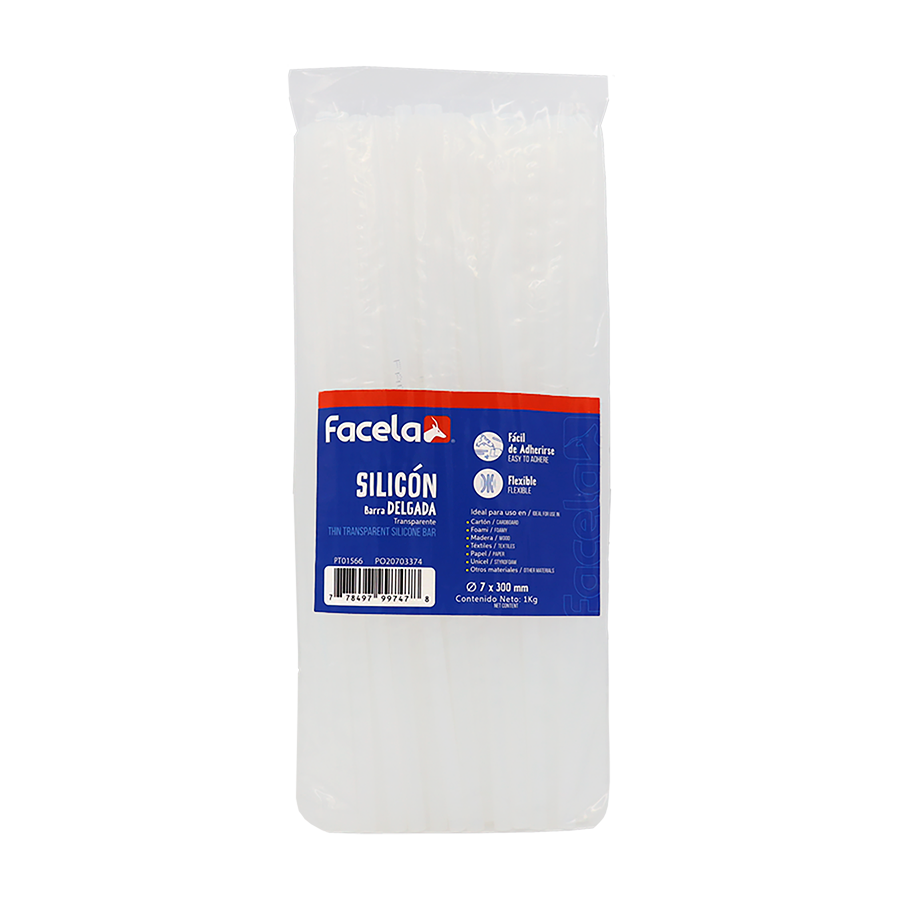 BARRA DE SILICON DELGADA 7X300 MM FACELA UNIDAD