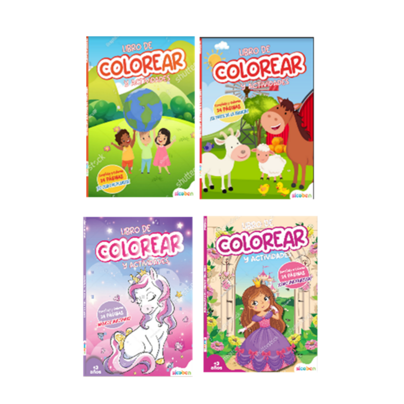 LIBRO DE ACTIVIDADES Y COLOREAR  LIBRO DE 24 PAG BLANCO Y NEGRO SICOBEN