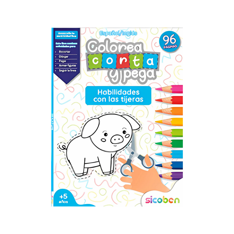 CORTO, PEGO Y COLOREO LIBRO INTERACTIVO SICOBEN
