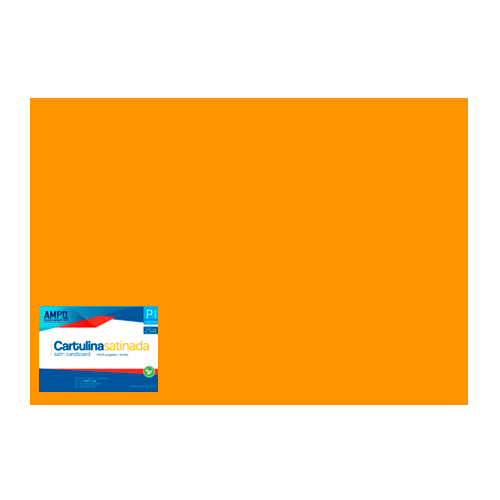 CARTULINA SATINADA NARANJA AMPO PAQ 25