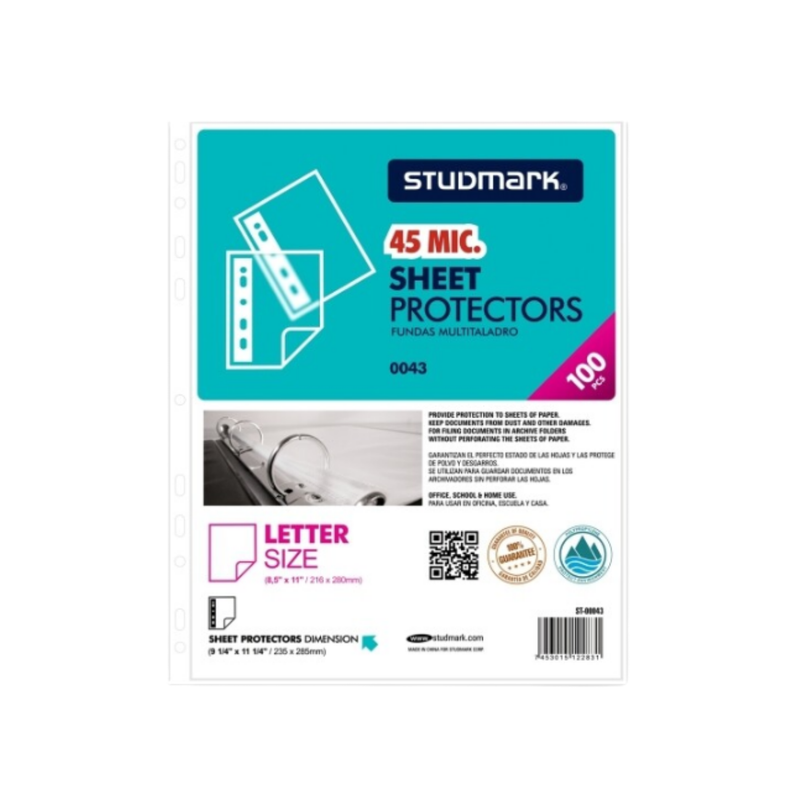 FUNDAS PROTECTORAS CARTA 45Mic (100UDS) STUDMARK