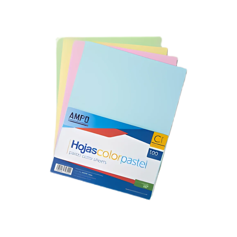 HOJAS PAPEL BOND PASTEL AMPO (PAQ 100)