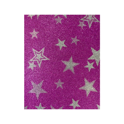 [OFF-6E] FOAM ESCARCHADO T/CARTA ROSADO ESTRELLAS PLATEADAS (10H)