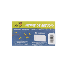 [OFF-111497G] FICHA DE ESTUDIO #3 BLANCA RAYADA 3X5" (PAQ 30)