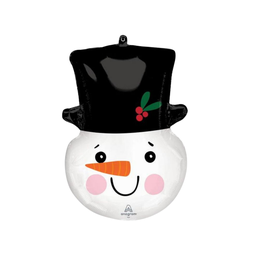 [OFF-4137] GLOBO NAVIDAD METALICO MUÑECO NIEVE SOMBRERO NEGRO 50X89 UNIDAD