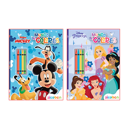 [OFF-BP-D-CC-3309] MUNDO DE COLORES DISNEY (MICKEY Y PRINCESAS) 32 PAG + 4 CRAYONES 19,7X27 CM SICOBEN